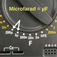 Microfarads symbol on multimeter