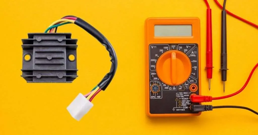 using a multimeter to test DC voltage of a rectifier in motorcycle engine